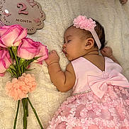 Chiara joined the competition — help win amazing prizes! baby, infant, sleeping, portrait, pink_dress, headband, flowers, roses, floral, bow, blanket, milestone_photo, two_months, nursery, cute, lying_down, newborn, face, celebration, photography