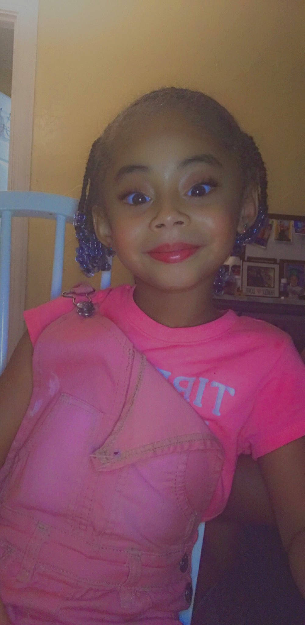 Gabriella Santiago is registered to the contest to win money with this photo: barbie, cheek, chest, doll, eyebrow, eyelash, forehead, fun, happy, head, iris, joy, lip, magenta, neck, nose, person, pink, smile, t_shirt