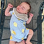 baby, sleeping, onesie, bib, infant, outdoor_chair, mesh, relaxed, peaceful, skin, legs, arms, hands, feet, cute, clothing, portrait, resting, infant_baby, child