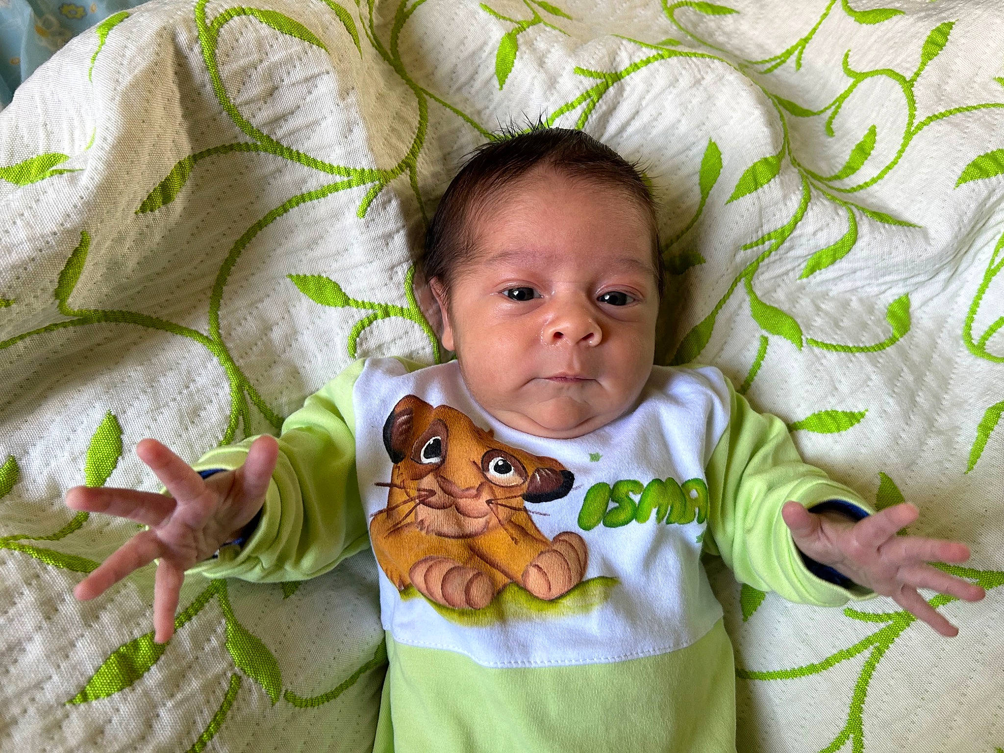 Ismael participe au concours pour gagner de l'argent avec cette photo : baby, baby_products, baby_safety, baby_toddler_clothing, bedding, cheek, child, comfort, eye, grass, happy, head, iris, linens, pattern, people_in_nature, person, room, skin, sleeve