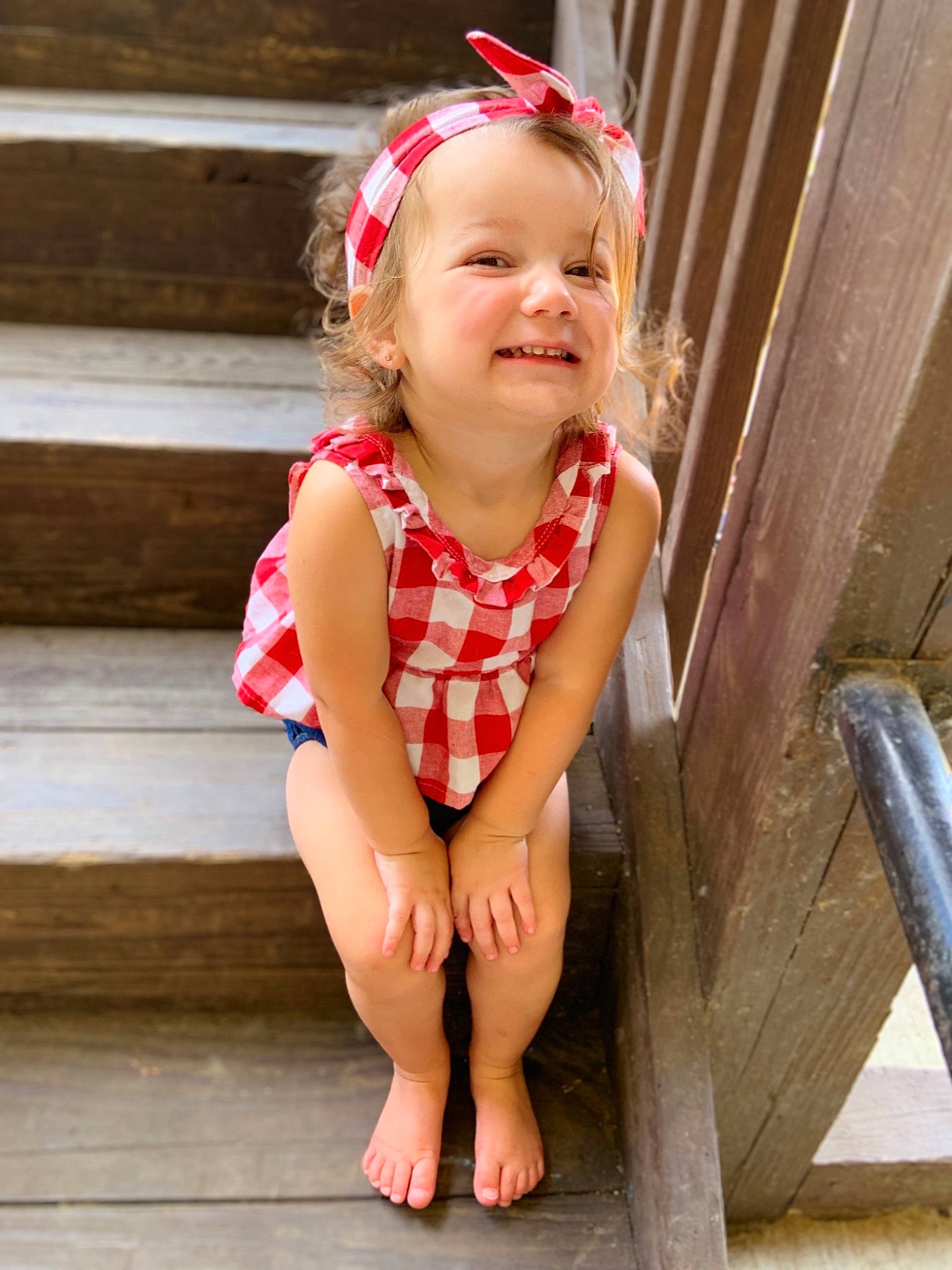 Whitley joined the competition — help win amazing prizes! baby, baby_toddler_clothing, blond, child, child_model, design, fun, hair_accessory, headband, headgear, joy, pattern, person, pink, red, sitting, skin, smile, summer, toddler