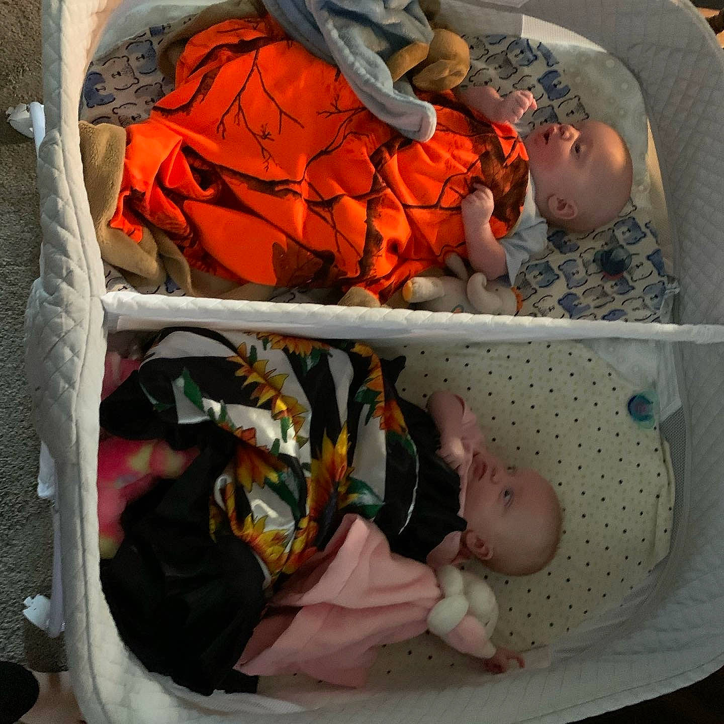 David Jr joined the competition — help win amazing prizes! arm, baby, baby_products, baby_safety, baby_sleeping, baby_toddler_clothing, carmine, child, comfort, hat, mouth, orange, person, personal_protective_equipment, product, room, toddler, vehicle_door