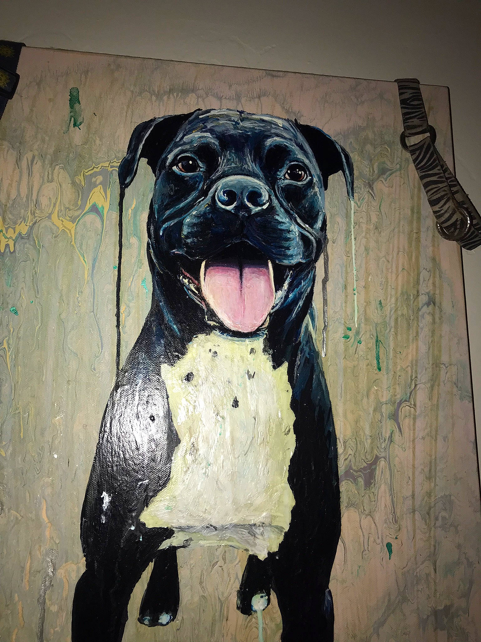 Leia joined the competition — help win amazing prizes! art, canidae, carnivore, companion_dog, dog, dog_breed, drawing, fawn, guard_dog, illustration, painting, personal_protective_equipment, pug, snout, sporting_group, tints_and_shades, toy_dog, visual_arts, whiskers, working_animal