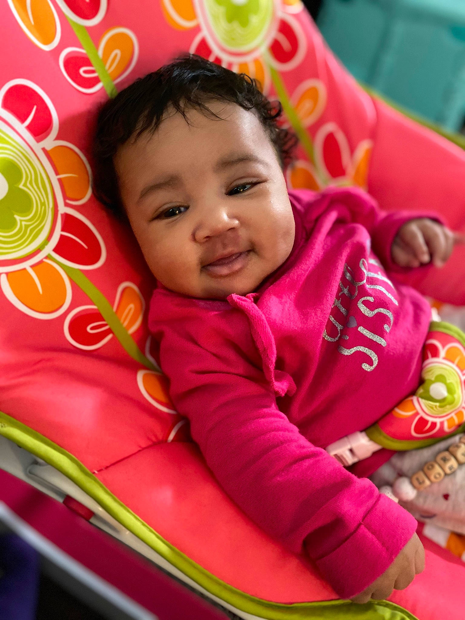 Loryn joined the competition — help win amazing prizes! baby, baby_toddler_clothing, cheek, eye, face, facial_expression, fun, grass, green, happy, head, leisure, nose, outerwear, person, pink, product, skin, smile, toddler