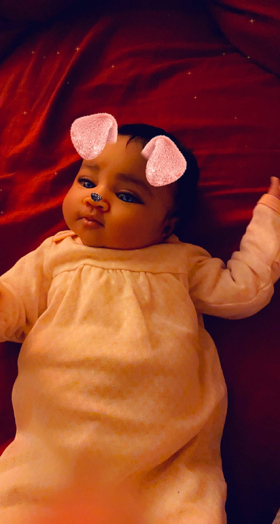 Loryn is registered to the contest to win money with this photo: baby, baby_toddler_clothing, cheek, child, costume_hat, doll, ear, eye, fawn, fur, happy, hat, head, headwear, human_body, nose, peach, person, pink, skin