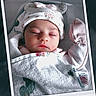 Melliana joined the competition — help win amazing prizes! baby, newborn, sleeping, blanket, hat, cute, polaroid, photo, portrait, infant, soft, wrapped, handwritten, date, clothing, peaceful, face, headwear, indoors, resting