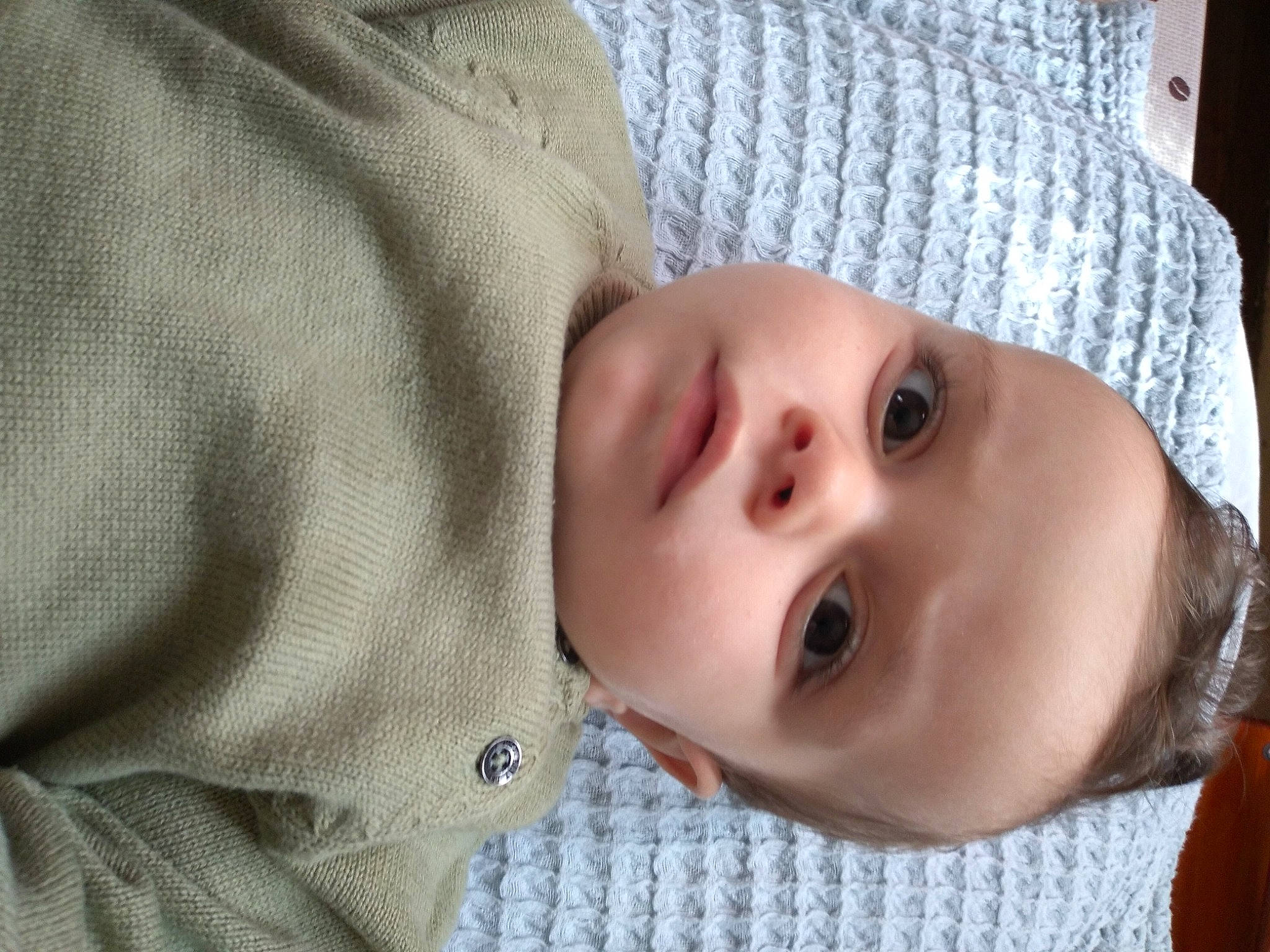 Dani participe au concours pour gagner de l'argent avec cette photo : baby, baby_toddler_clothing, cap, cheek, child, comfort, eyebrow, eyelash, hat, iris, lip, nose, pattern, person, portrait_photography, sleeve, toddler