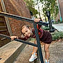 clothing, face, fitness, gym, hair, handrail, happy, head, maceclub, person, sitting, sleeve, smile, sport, student, weapon, workingout