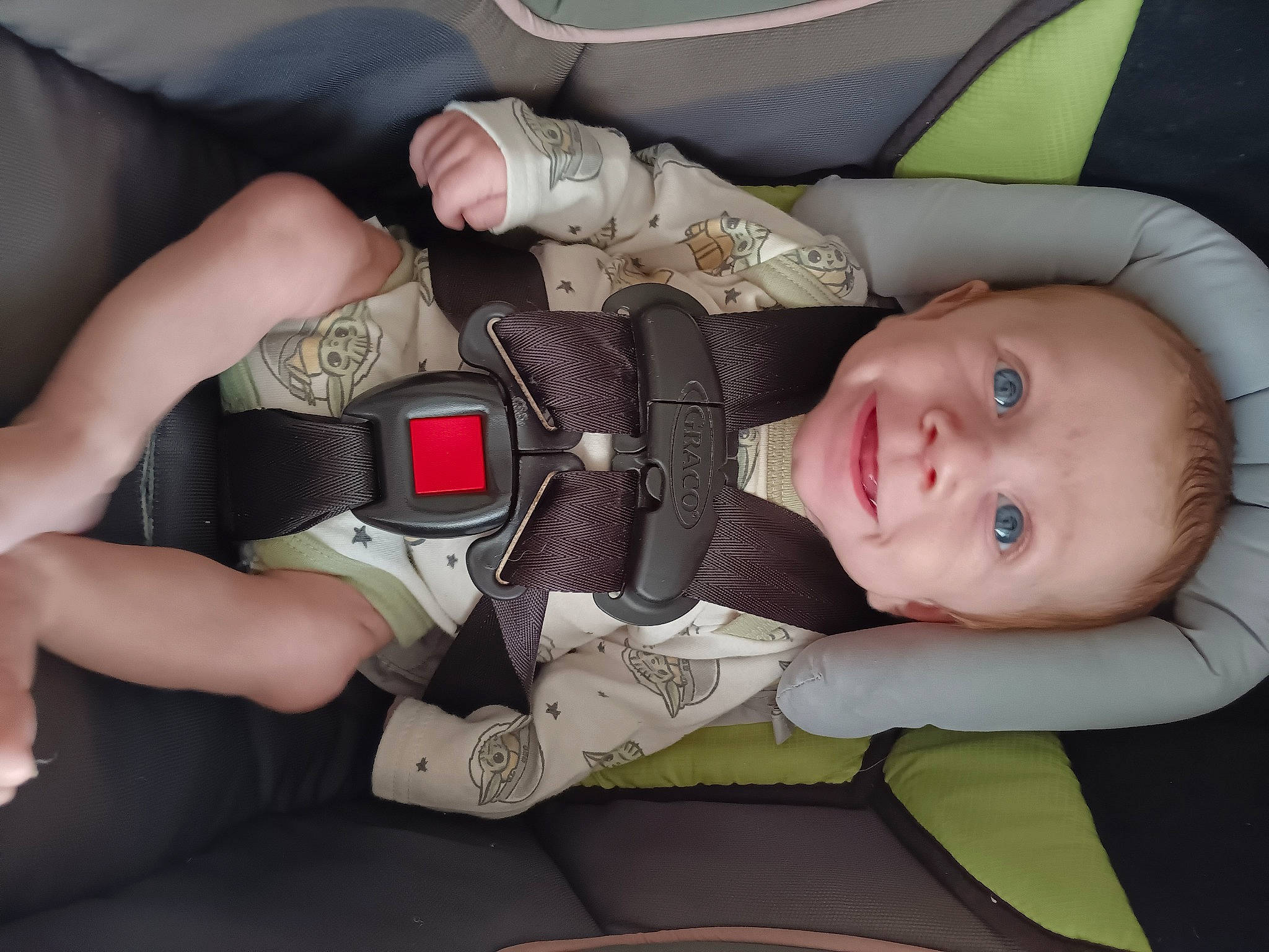 Nathan Phoenix Mandigo is registered to the contest to win money with this photo: auto_part, baby, baby_products, baby_toddler_clothing, cheek, comfort, cool, finger, gesture, hand, human_body, mouth, nail, pattern, person, product, skin, smile, thumb, toddler