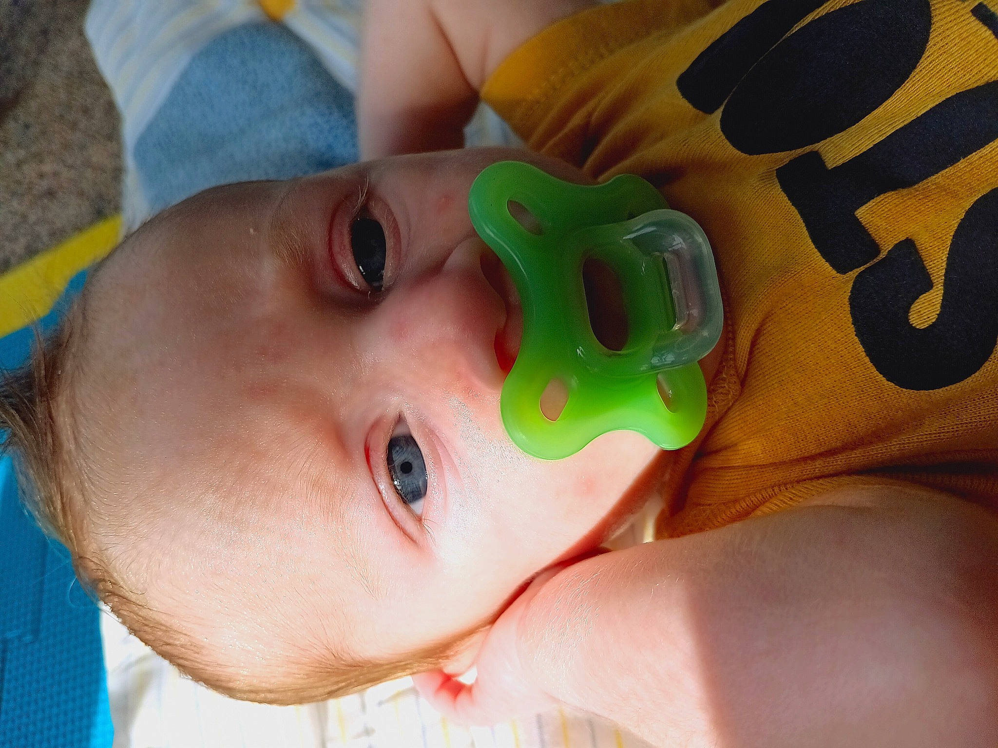 Nathan Phoenix Mandigo is registered to the contest to win money with this photo: baby, blue, cheek, chin, ear, eyebrow, eyelash, finger, forehead, grass, green, happy, iris, lip, mouth, nail, neck, nose, person, skin