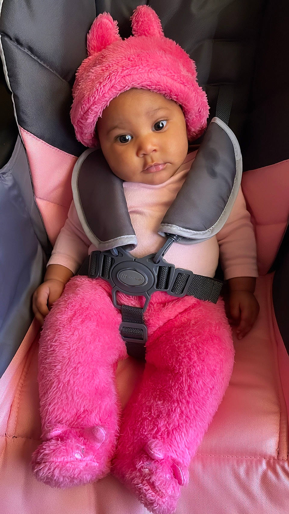 Asia joined the competition — help win amazing prizes! baby, cap, cheek, child, doll, eye, eyelash, fashion_accessory, finger, fur, headwear, lip, magenta, nail, person, pink, purple, red, thigh, thumb