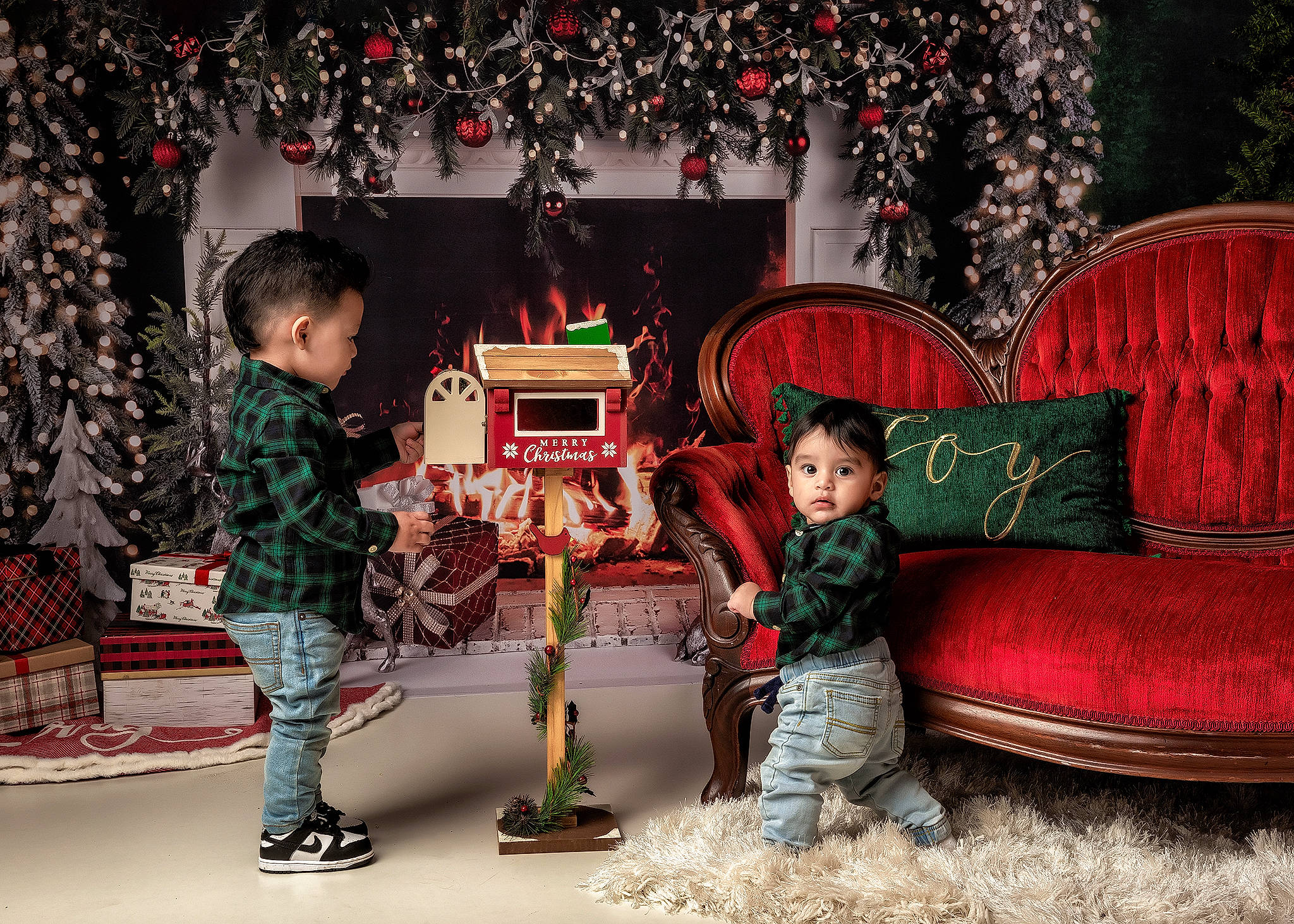 Sebastian joined the competition — help win amazing prizes! child, christmas, christmas_decoration, christmas_eve, christmas_ornament, comfort, couch, entertainment, event, fun, holiday, home, interior_design, leisure, living_room, ornament, person, red, toddler, tree