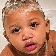 Makai joined the competition — help win amazing prizes! bath_time, bathtub, child, close_up, curious_eyes, cute, ears, expression, face, foam, head, innocence, lips, mohawk_foam, portrait, skin, soap, toddler, water_drops, wet_skin