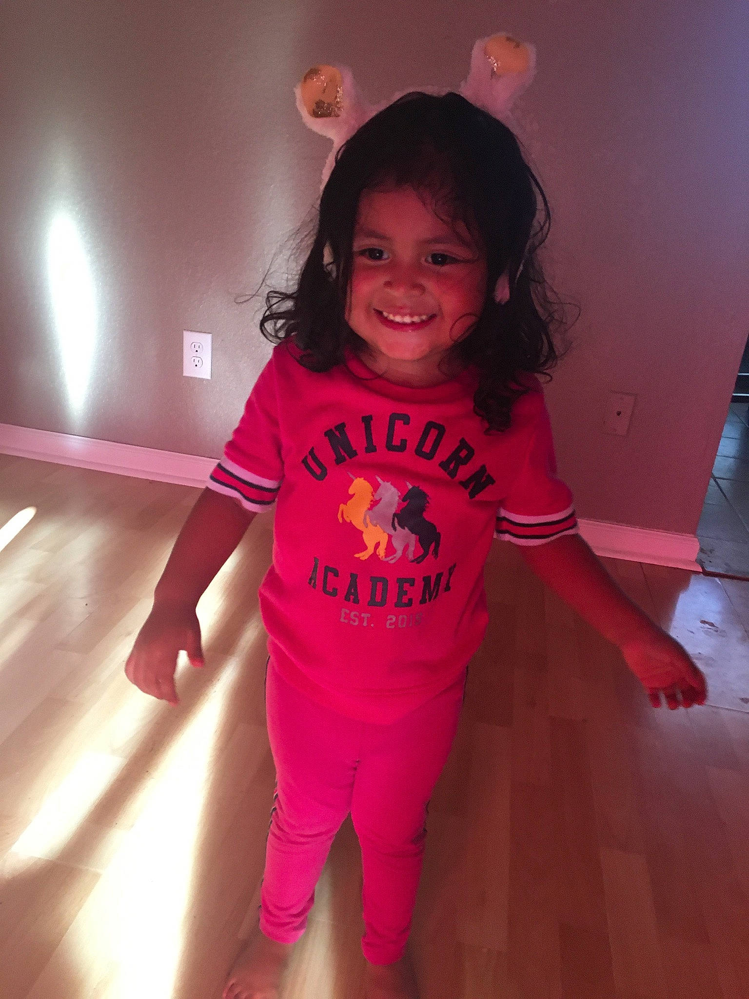 Alexa joined the competition — help win amazing prizes! child, fun, joy, leg, magenta, outerwear, person, pink, skin, sleeve, smile, standing, t_shirt, toddler