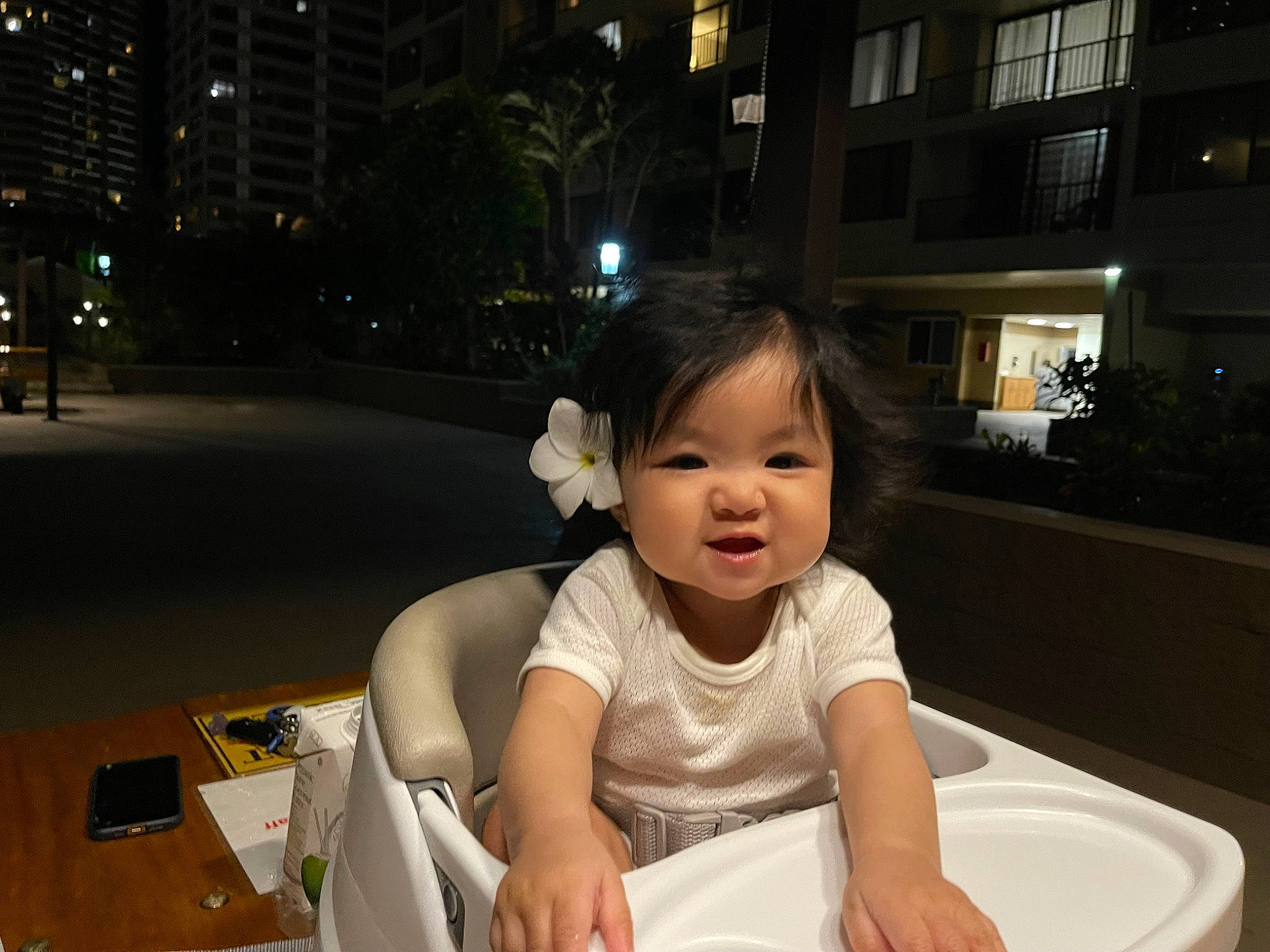 Rowe is registered to the contest to win money with this photo: baby, baby_toddler_clothing, chair, cheek, child, city, event, fun, happy, leisure, person, plant, plate, recreation, sitting, sleeve, smile, tableware, toddler, vacation