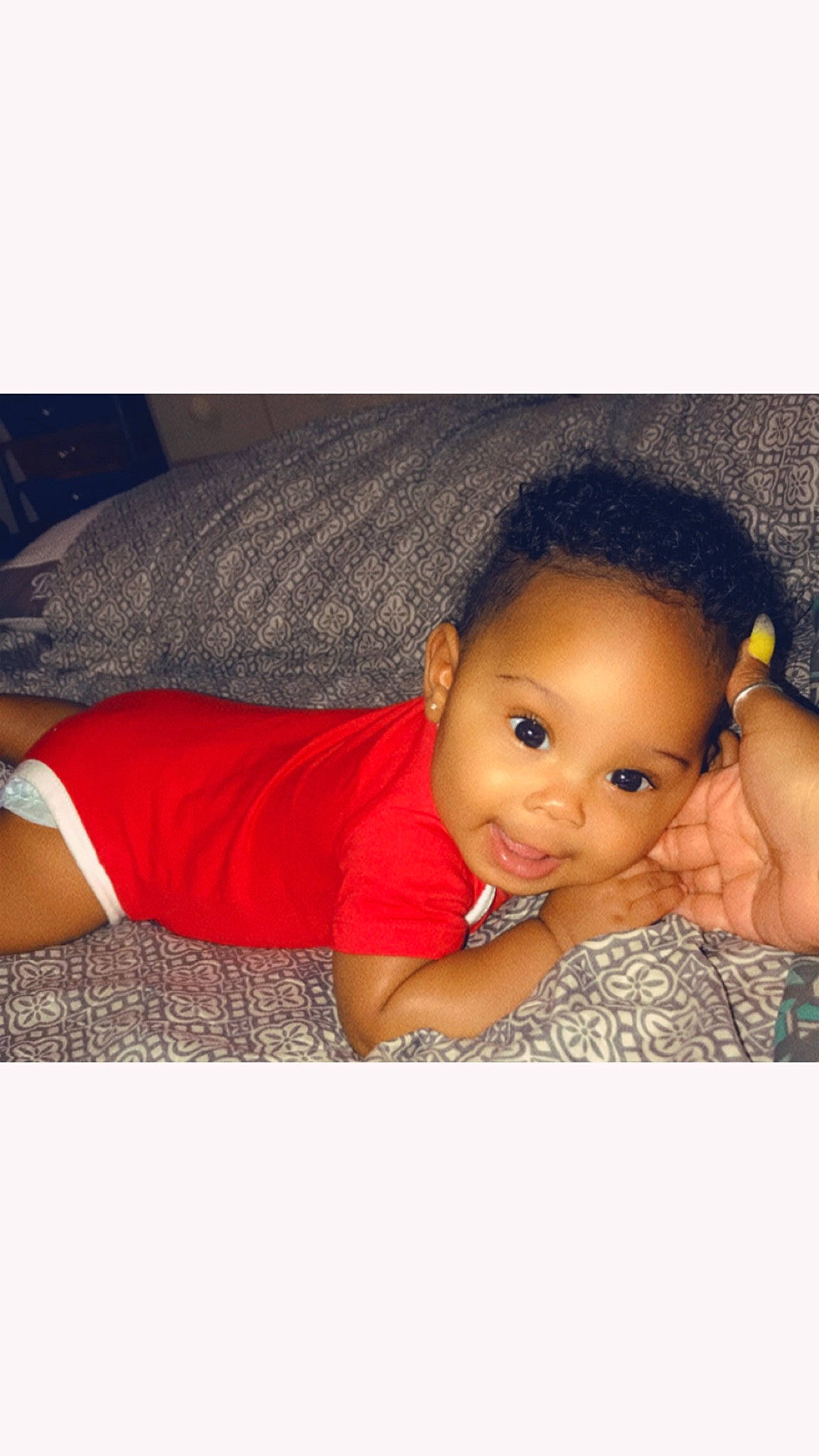 Jordynn is registered to the contest to win money with this photo: arm, baby, beauty, black_hair, cheek, child, ear, eye, face, fun, hair, head, human, joint, lip, mouth, nose, person, sitting, skin