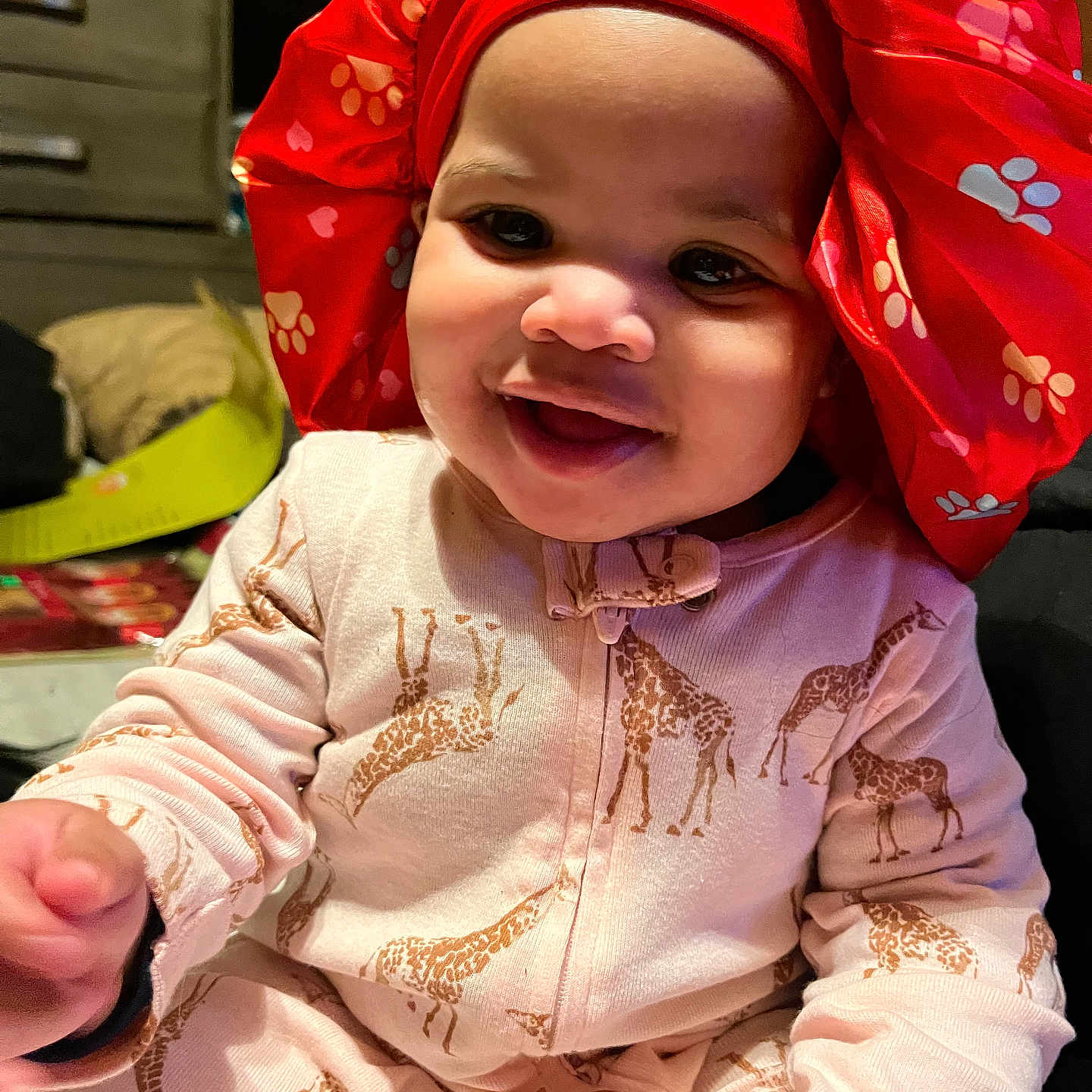 Narai joined the competition — help win amazing prizes! accessories, baby, babylaughing, bodypart, bonnet, clothing, coat, dress, face, finger, hand, happy, hat, head, jacket, laughing, person, photography, portrait, smile