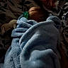 baby, blanket, pacifier, sleeping, bed, floral_pattern, cozy, blue, infant, child, resting, soft_texture, wrapped, comfort, indoor, peaceful, cute, young, portrait, face