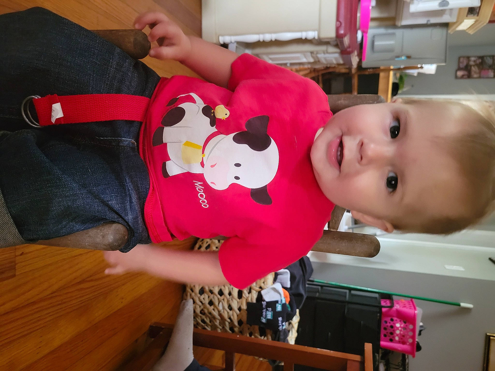 Niklaus is registered to the contest to win money with this photo: baby, baby_products, baby_toddler_clothing, baby_toys, carmine, child, comfort, fun, happy, hardwood, person, plush, room, skin, sleeve, smile, stuffed_toy, table, toddler, toy