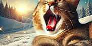 Minouche participe au concours pour gagner de l'argent avec cette photo : animal, cat, closeup, feline, forest, light, nature, outdoor, paw, peaceful, relaxing, sky, snow, sparkle, stars, sunrise, tabby, whiskers, winter, yawning