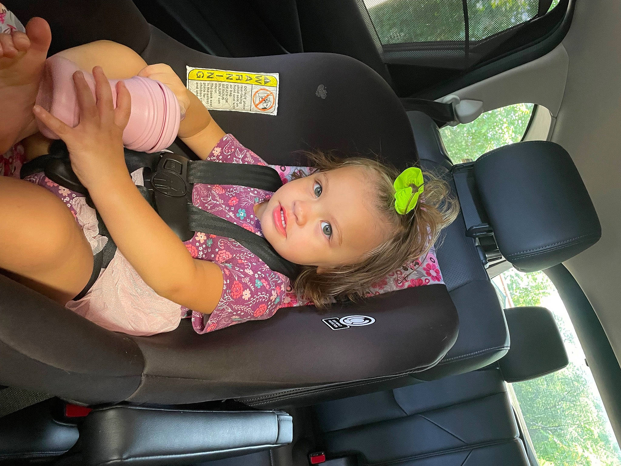 Alison is registered to the contest to win money with this photo: auto_part, automotive_design, baby, baby_products, baby_toddler_clothing, car, car_seat, car_seat_cover, child, comfort, family_car, fun, head_restraint, lap, motor_vehicle, person, product, thigh, toddler, vehicle