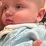 Charlie joined the competition — help win amazing prizes! baby, child, face, blue_eyes, chubby_cheeks, infant, hand, clothing, portrait, close_up, soft_fabric, person, cute, skin, head, young, holding, indoor, expression, gentle