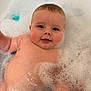 baby, bath, bubbles, foam, water, child, skin, happy, face, smile, cute, toddler, playful, cleaning, childhood, relaxing, indoor, person, head, fun