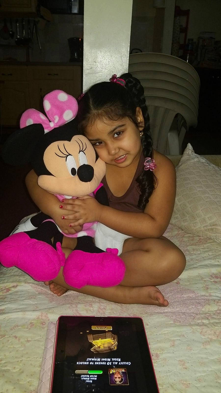 Saffiyah joined the competition — help win amazing prizes! arm, child, comfort, communication_device, event, friendship, fun, gadget, happy, interaction, joy, leisure, person, pink, plush, skin, smile, stuffed_toy, teddy_bear, textile