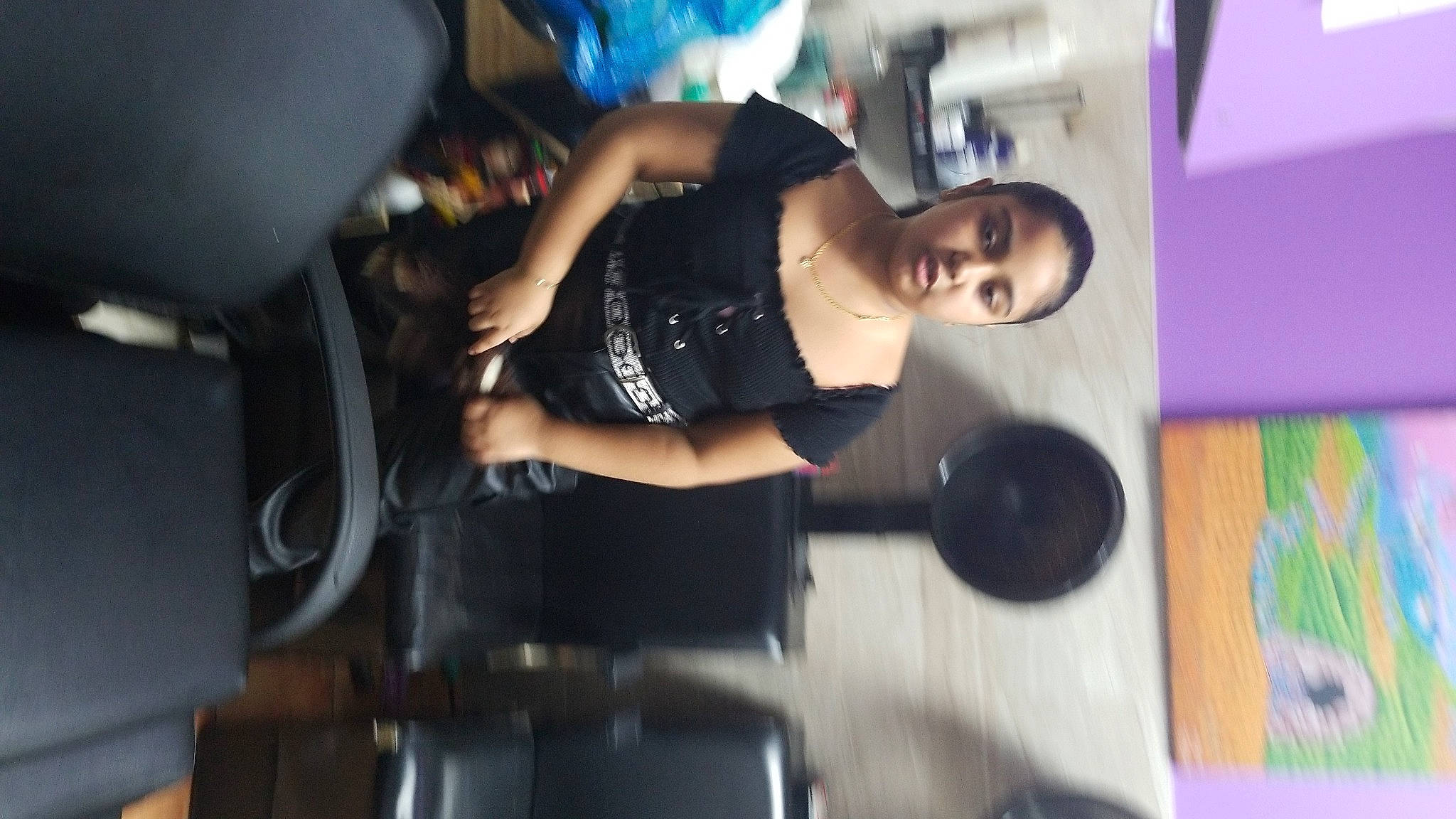 Saffiyah joined the competition — help win amazing prizes! abdomen, automotive_design, automotive_tire, bumper, chair, chest, elbow, flash_photography, fun, human_leg, joint, knee, person, physical_fitness, room, sportswear, t_shirt, thigh, trunk, waist