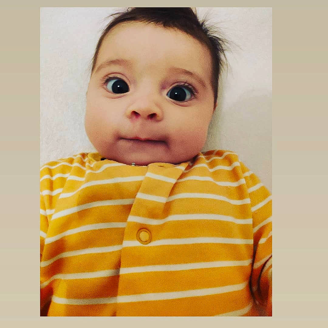 Nina-rose participe au concours pour gagner de l'argent avec cette photo : baby, cheek, child, eye, face, forehead, head, lip, nose, person, skin, smile, toddler, yellow