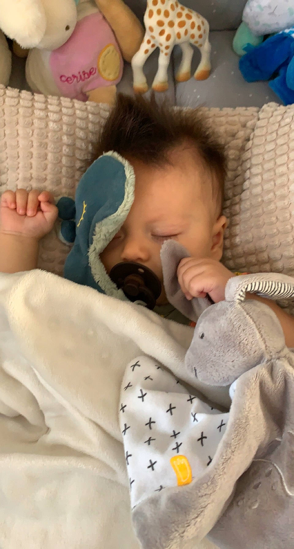 Kami a rejoint le concours — aidez-le/la à gagner de superbes lots ! baby, baby_sleeping, baby_toddler_clothing, bedding, bedtime, cheek, child, comfort, finger, human, linens, mammal, mouth, nap, nose, person, product, room, skin, textile