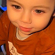 Aylan participe au concours pour gagner de l'argent avec cette photo : brown_sweatshirt, cartoon_character, casual, child, childhood, close_up, clothing, cute, eyes, face, hair, happy, head, indoors, person, portrait, skin, smiling, warm_lighting, young_child