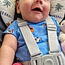 Carter-Ross joined the competition — help win amazing prizes! baby, child, car_seat, blue_onesie, sports_print, straps, cushion, elephant_pattern, leaf_pattern, toy, smiling, face, head, infant, sitting, close_up, happy, indoor, person, cute