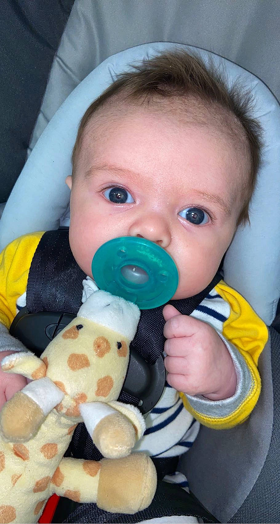 Byntley is registered to the contest to win money with this photo: baby, baby_products, baby_safety, baby_toddler_clothing, baby_toys, cheek, child, comfort, eyelash, facial_expression, finger, hand, iris, nail, nose, person, product, skin, textile, thumb