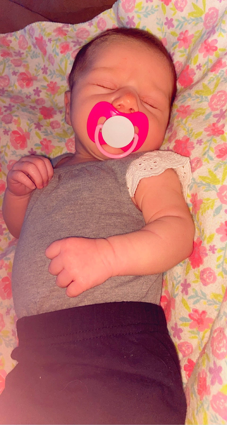 Oaklynn joined the competition — help win amazing prizes! arm, baby, baby_sleeping, baby_toddler_clothing, cheek, comfort, eye, hair, hand, head, human_body, lip, mouth, muscle, neck, orange, organ, person, pink, skin