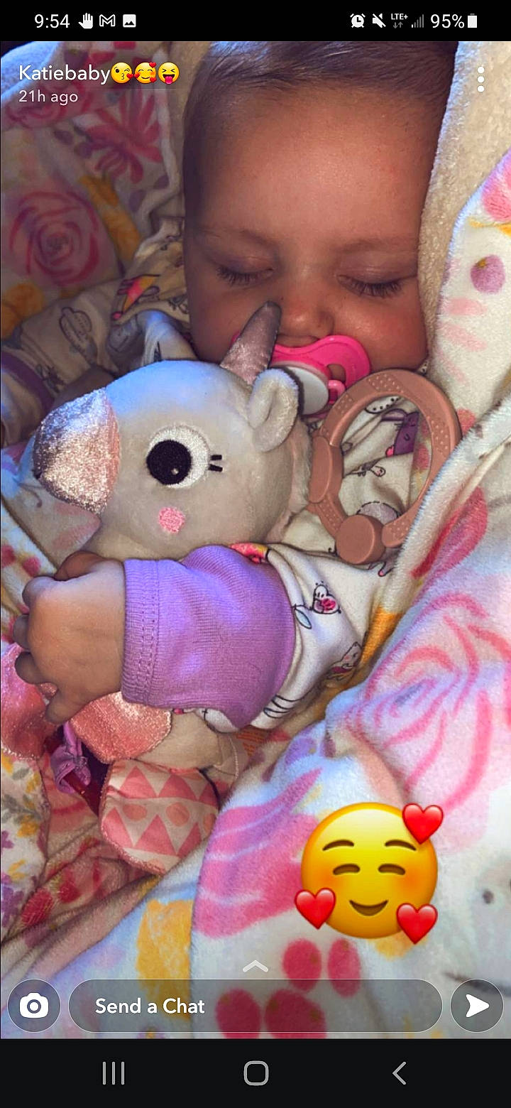 Oaklynn is registered to the contest to win money with this photo: baby, baby_toddler_clothing, cheek, child, event, fun, fur, happy, magenta, organ, person, pink, plush, product, skin, smile, stuffed_toy, teddy_bear, textile, toddler