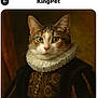 Prince Squires joined the competition — help win amazing prizes! cat, portrait, costume, renaissance, ruffled_collar, animal, feline, clothing, historical_style, artistic, indoor, brown_background, closeup, face, whiskers, ears, green_eyes, fur, majestic, noble