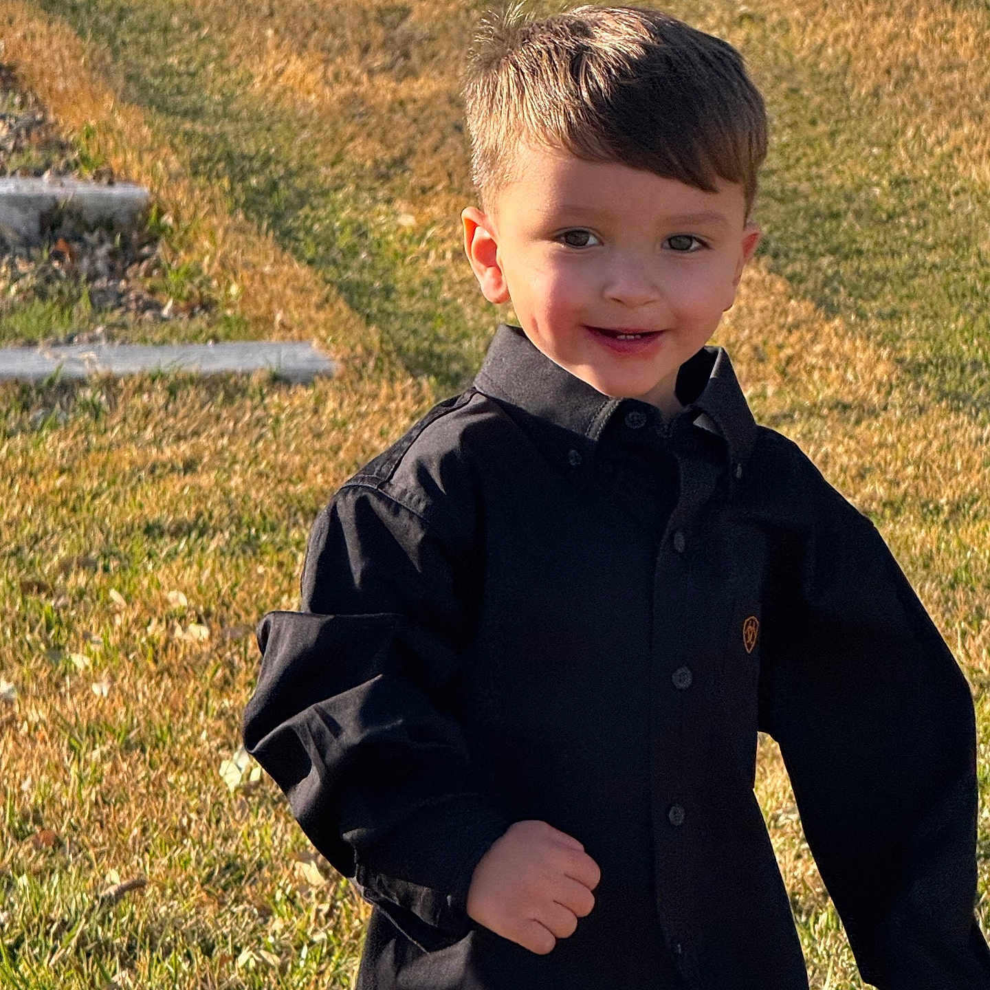 Fernando joined the competition — help win amazing prizes! black_shirt, boy, casual_clothing, child, childhood, cute, daylight, face, grass, happy, motion, nature, outdoor, person, playful, portrait, short_hair, smiling, sunlight, young