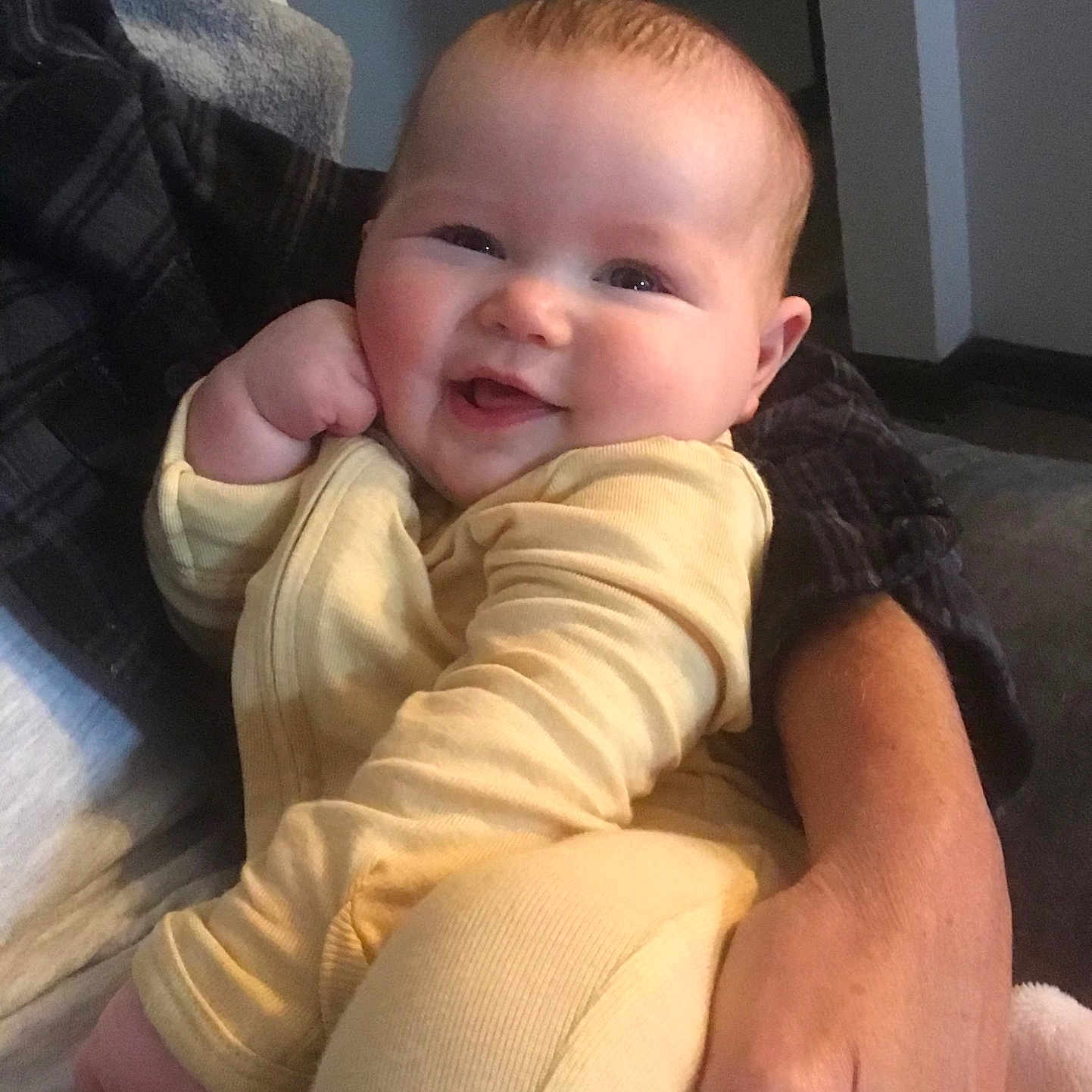 Octavia joined the competition — help win amazing prizes! baby, bodypart, clothing, couch, cushion, face, furniture, happy, head, homedecor, indoors, laughing, mouth, newborn, pants, person, photography, portrait, sitting, smile