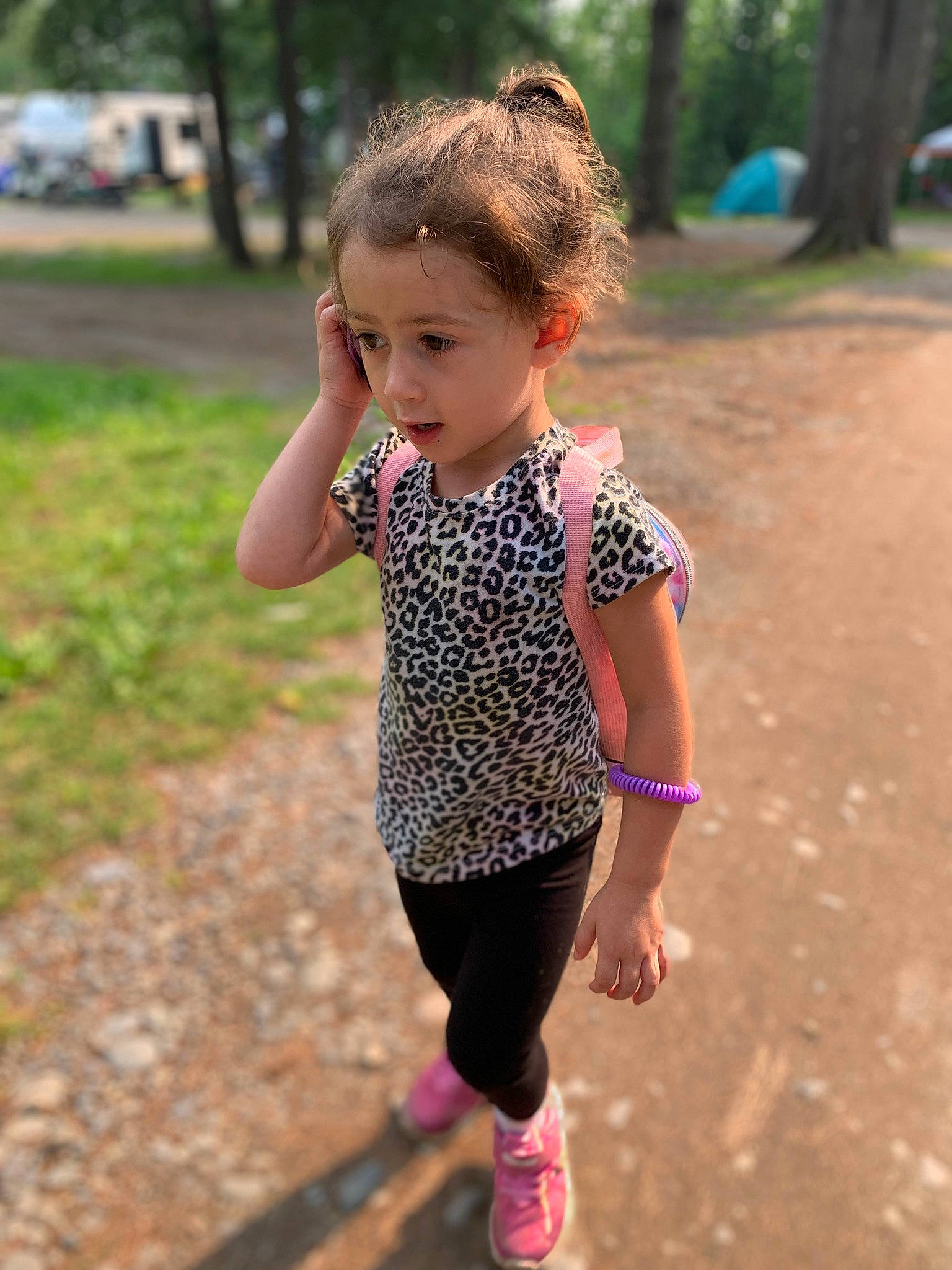 Jaylyn is registered to the contest to win money with this photo: asphalt, face, grass, happy, leisure, pattern, people_in_nature, person, pink, plant, recreation, running, shoulder, sleeve, sportswear, street_fashion, summer, t_shirt, toddler, tree