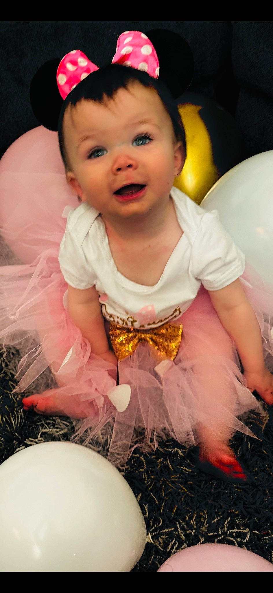 Addison joined the competition — help win amazing prizes! baby, baby_toddler_clothing, cheek, child, dress, event, facial_expression, flash_photography, fun, hairstyle, happy, iris, person, photograph, pink, sitting, skin, smile, surprise, toddler