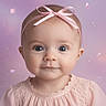 Wintyr Freya joined the competition — help win amazing prizes! baby, child, infant, pink_bow, pink_dress, lace, portrait, face, headband, cute, smile, blue_eyes, soft_lighting, background, purple_background, studio_photo, adorable, female, young, closeup