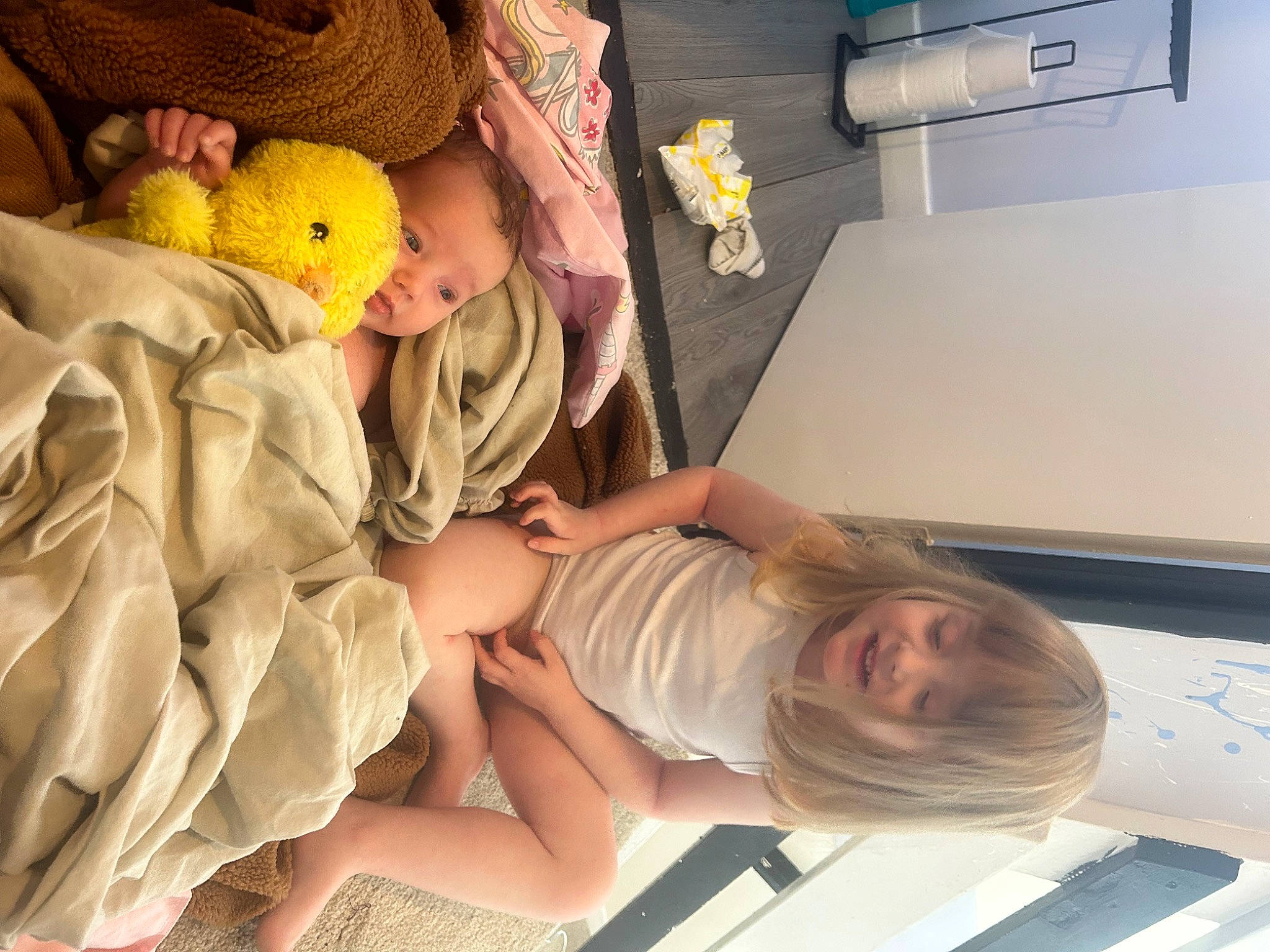 Nellie joined the competition — help win amazing prizes! abdomen, baby, baby_products, baby_sleeping, bed, bedtime, child, comfort, hospital_bed, human_leg, joy, knee, linens, person, plush, room, stuffed_toy, t_shirt, teddy_bear, thigh