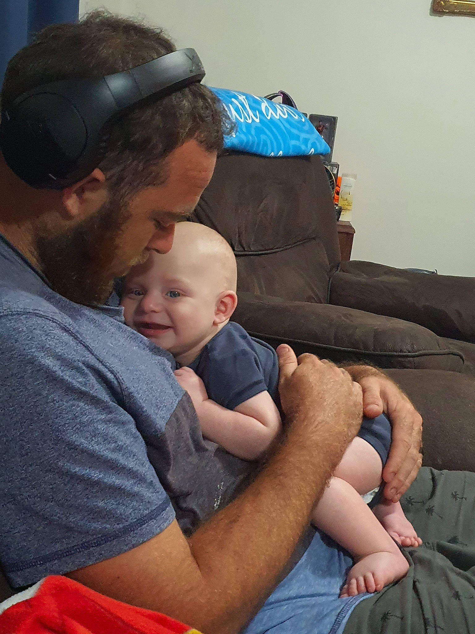 Caelan joined the competition — help win amazing prizes! arm, baby, child, comfort, finger, lap, leg, muscle, person, sitting, toddler