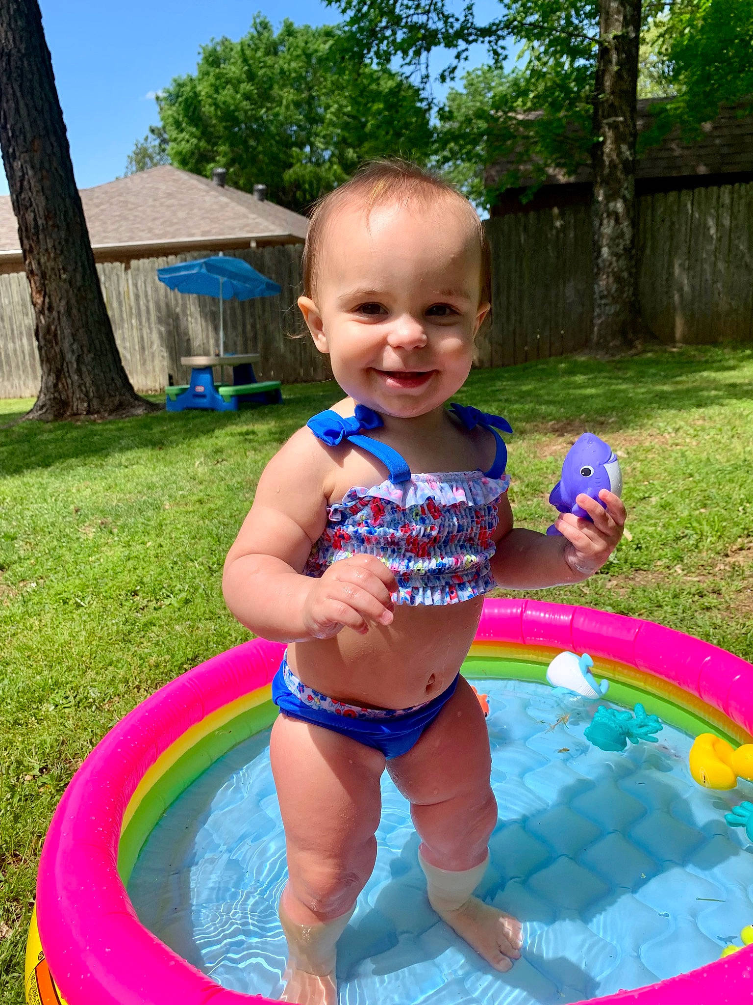 Hensley joined the competition — help win amazing prizes! aqua, bathing, chest, child, fun, grass, joy, leg, leisure, person, plant, recreation, sky, smile, summer, swimwear, thigh, toddler, tree, underpants