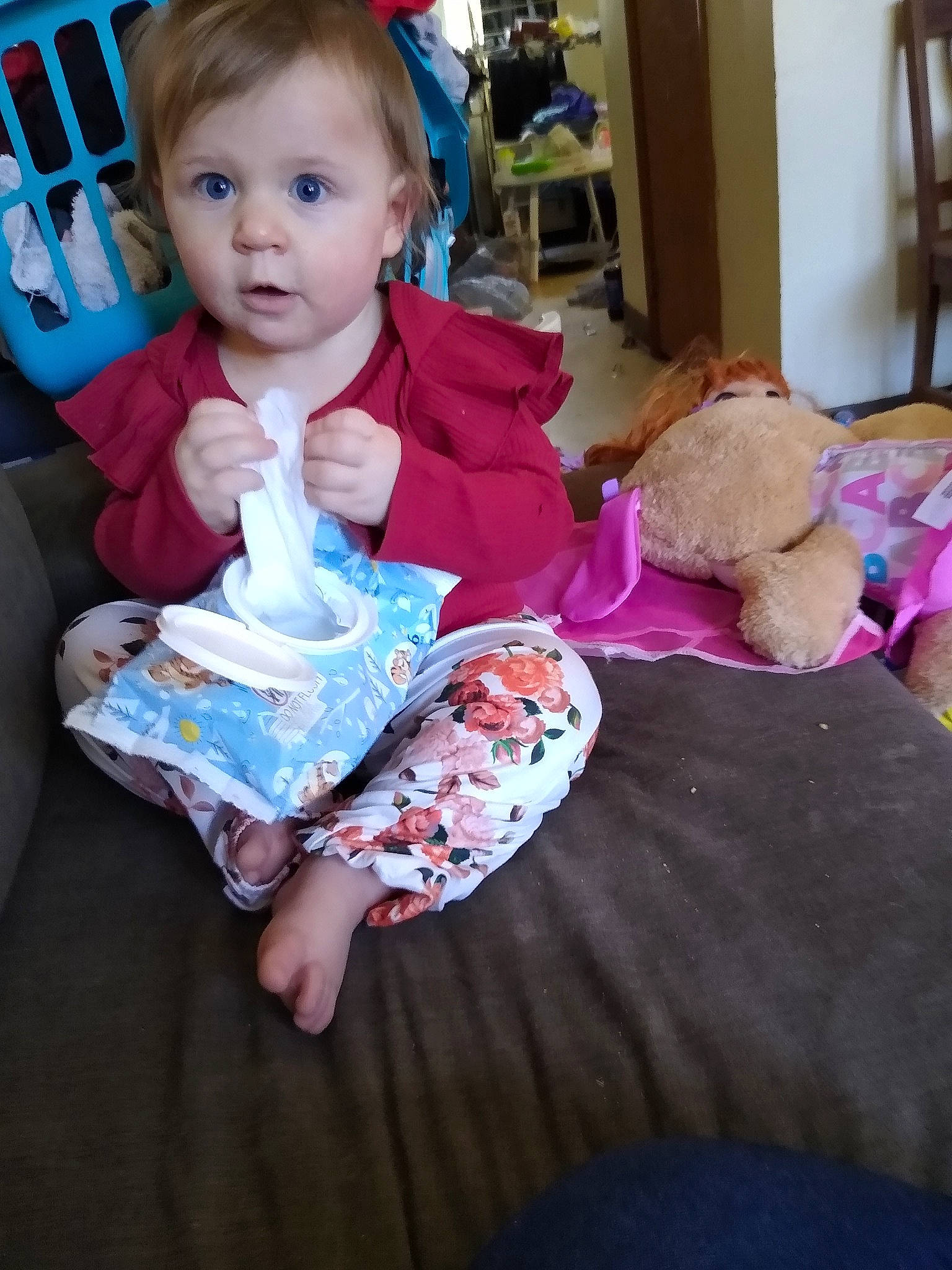 Aliyah joined the competition — help win amazing prizes! baby, baby_products, baby_toddler_clothing, chair, cheek, child, comfort, fun, head, lap, linens, person, pink, play, room, sitting, skin, sleeve, sock, toddler