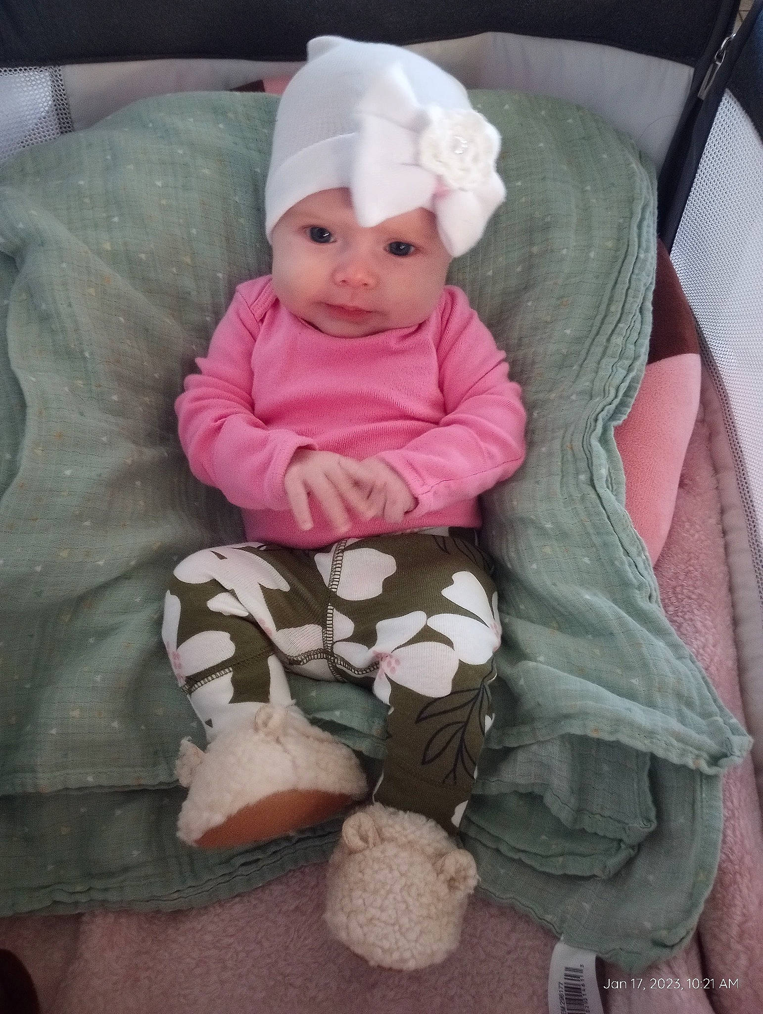 Cheryl joined the competition — help win amazing prizes! baby, baby_carriage, baby_products, baby_safety, baby_toddler_clothing, cheek, child, comfort, headwear, hood, jacket, lap, linens, person, pink, product, sitting, skin, sleeve, smile