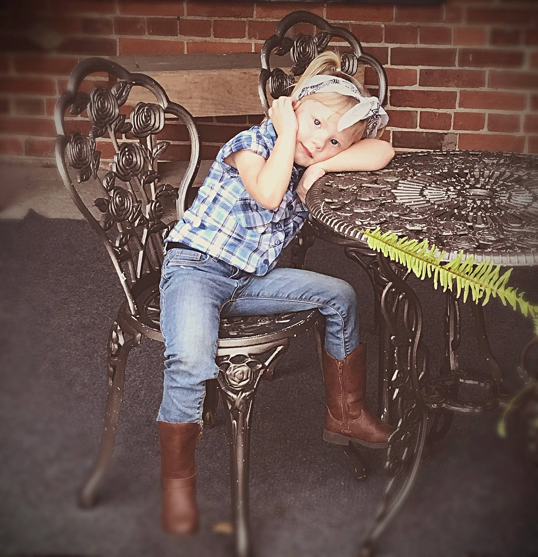 Kiera joined the competition — help win amazing prizes! beauty, chair, child, cool, ear, fashion, fashion_accessory, flash_photography, footwear, hair_accessory, headgear, headpiece, jeans, leg, long_hair, person, photo_shoot, photography, plant, shoe