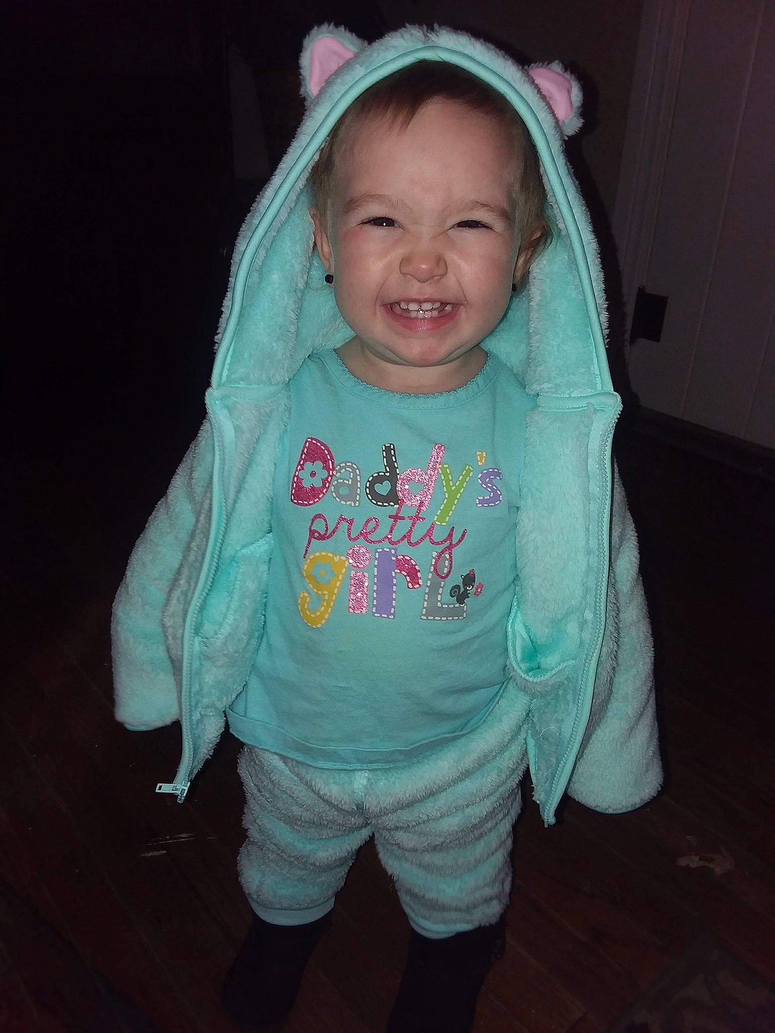 Amiyah joined the competition — help win amazing prizes! child, clothing, cool, costume, day, eye, face, fun, girl, green, head, headgear, joy, outerwear, person, pink, product, purple, skin, smile