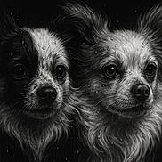 Gnocchi Et Bénito a rejoint le concours — aidez-le/la à gagner de superbes lots ! dog, wet, fur, portrait, animal, closeup, black_background, long_hair, cute, expression, ears, face, canine, mammal, pet, two_animals, looking, moisture, detailed, adorable